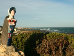 A replica figurehead from a ship’s bow is an icon at Cape Agulhas lighthouse