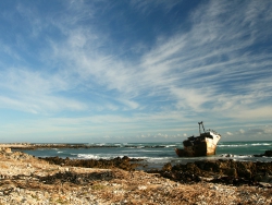 Since 1982 the Meisho Maru has been lying broken backed on the rocks at Cape Agulhas. It’s the only visible shipwreck of  over 120  known wrecks here